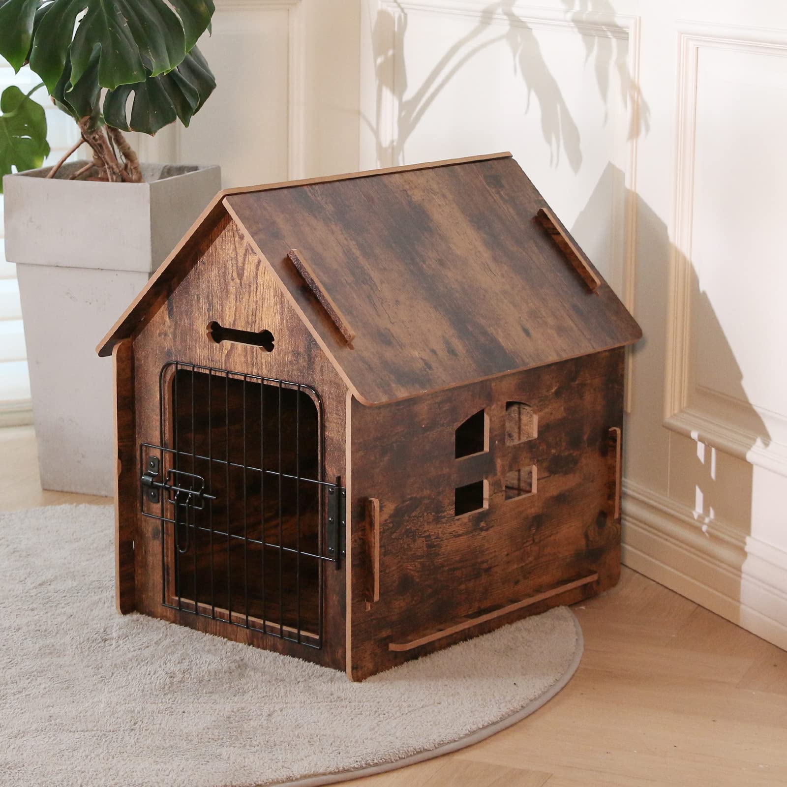 Dog House Indoor Kennel, For Small Dogs Or Other Small Animals Such As Cats And Rabbits, Wooden Detachable, With Air Vents And E