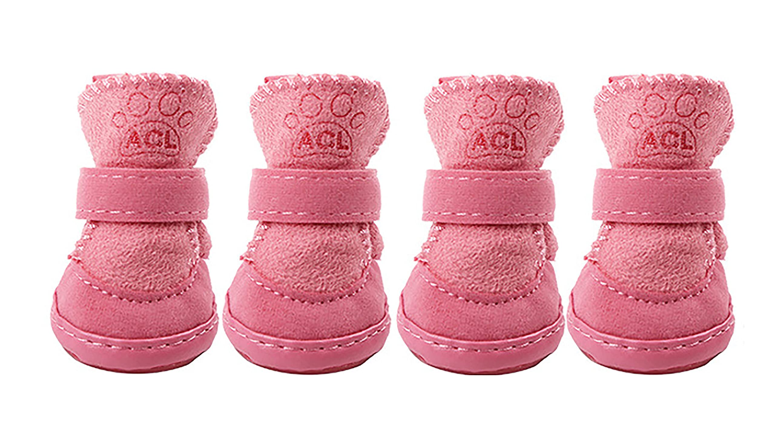 Puppy Snow Booties for Small Dogs, Chihuahua Booties for Winter, Tiny Cat Booties, Cat Shoes for Cold Weather Pink Label 2