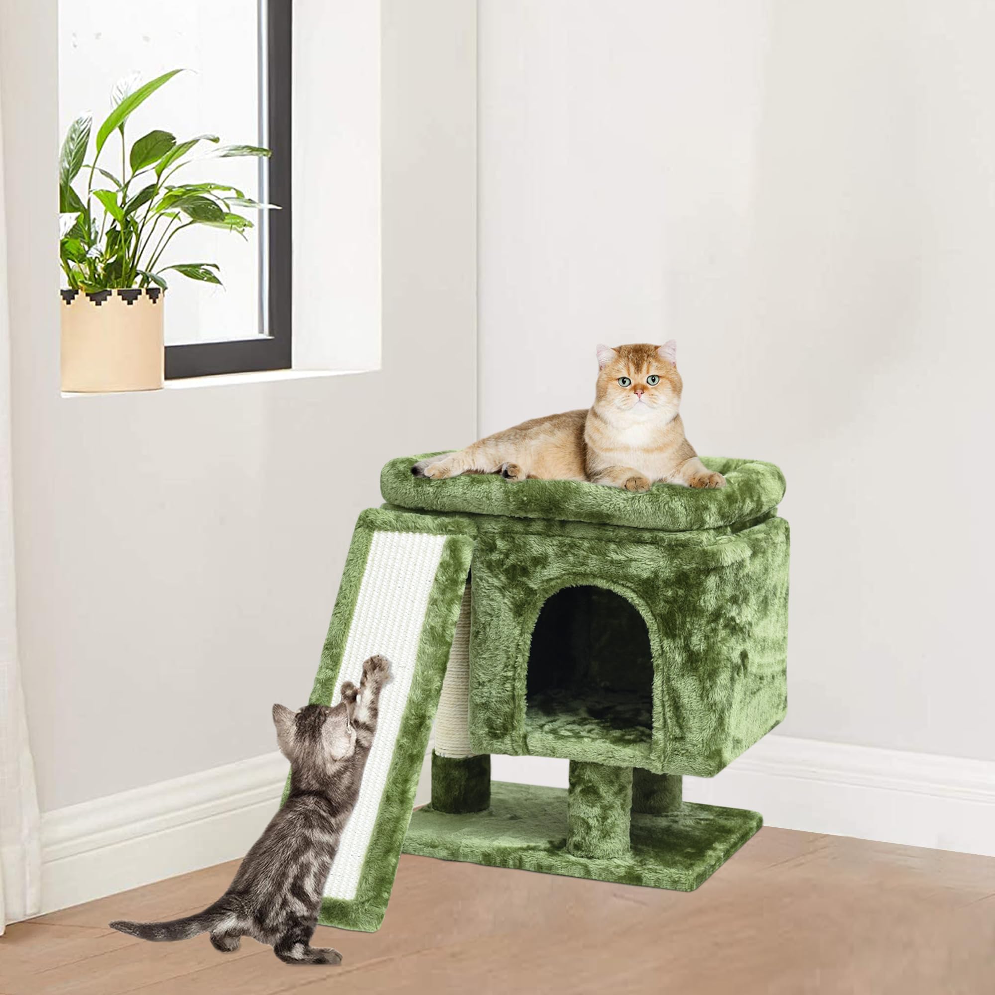 Yandlvy Small Cat Tower For Cats, Cute Cat Tree For Indoor Cats, Kittens Condo With Scratching Post And Board, Cat Cave, Modern