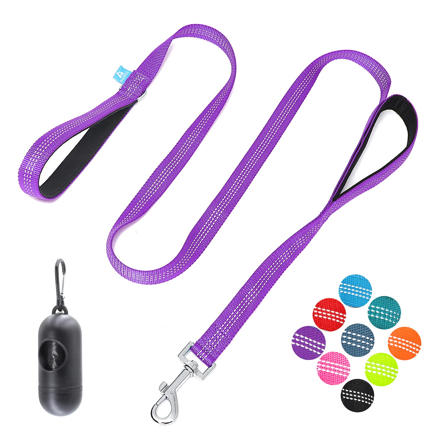 Baapet Two Handle Dog Leash, Dual Soft Padded Handles With Traffic Control Handle Leash For Small Medium Or Large Dogs (1.0'' X 