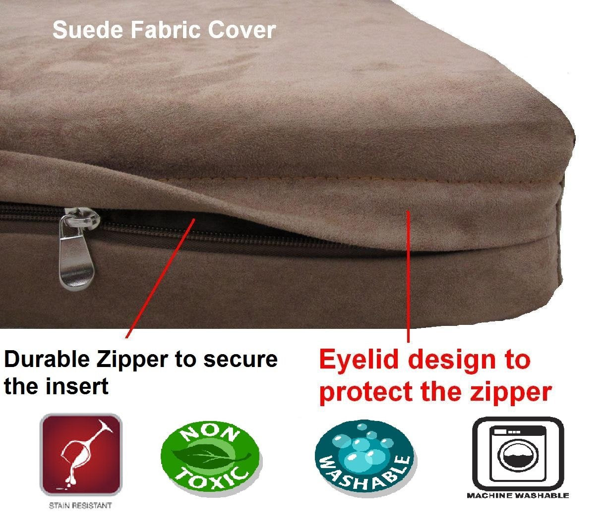 Dogbed4less XL Orthopedic Dog Bed with Gel Infused Memory Foam and Waterproof Liner, Microsuede Brown Cover, 47X29X4 Inch Fit 48