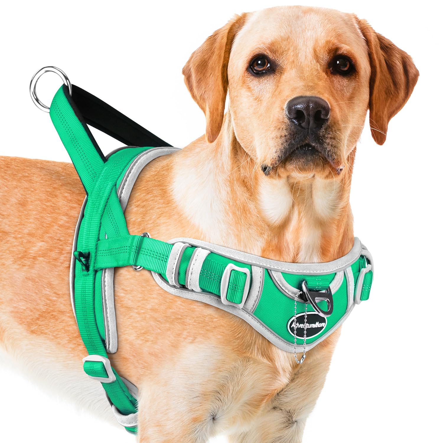 Adventuremore Dog Harness For Medium Dogs No Pull, Sport Dog Halter Harness Adjustable Reflective Dog Vest Escape Proof Dog Harness With Easy Control Front Clip Handle For Training Walking M Green
