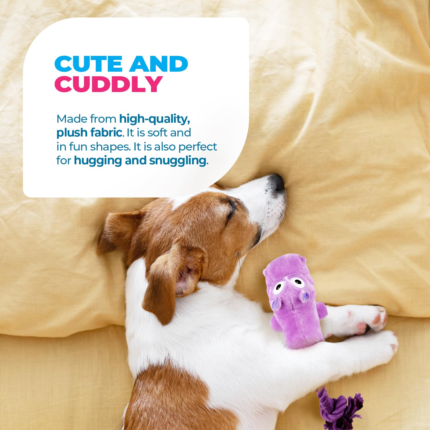 All For Paws Ultrasonic Silent Squeaker Dog Toy, Quiet Puppy Toy Comfort Plush Toy Dog Cuddle Toys, Squeakerless Dog Toy With Cu