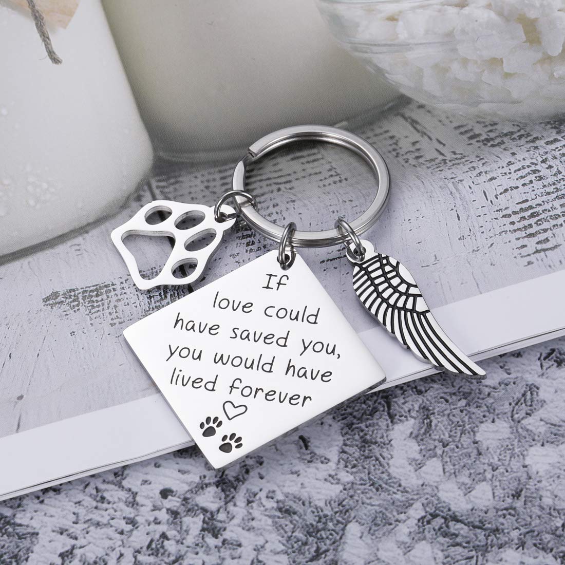 Pet Memorial Gift Keychain for Loss of Pet Dogs Cats Sympathy Gift for Friend Family Boss Remembrance Keyring Jewelry for Women