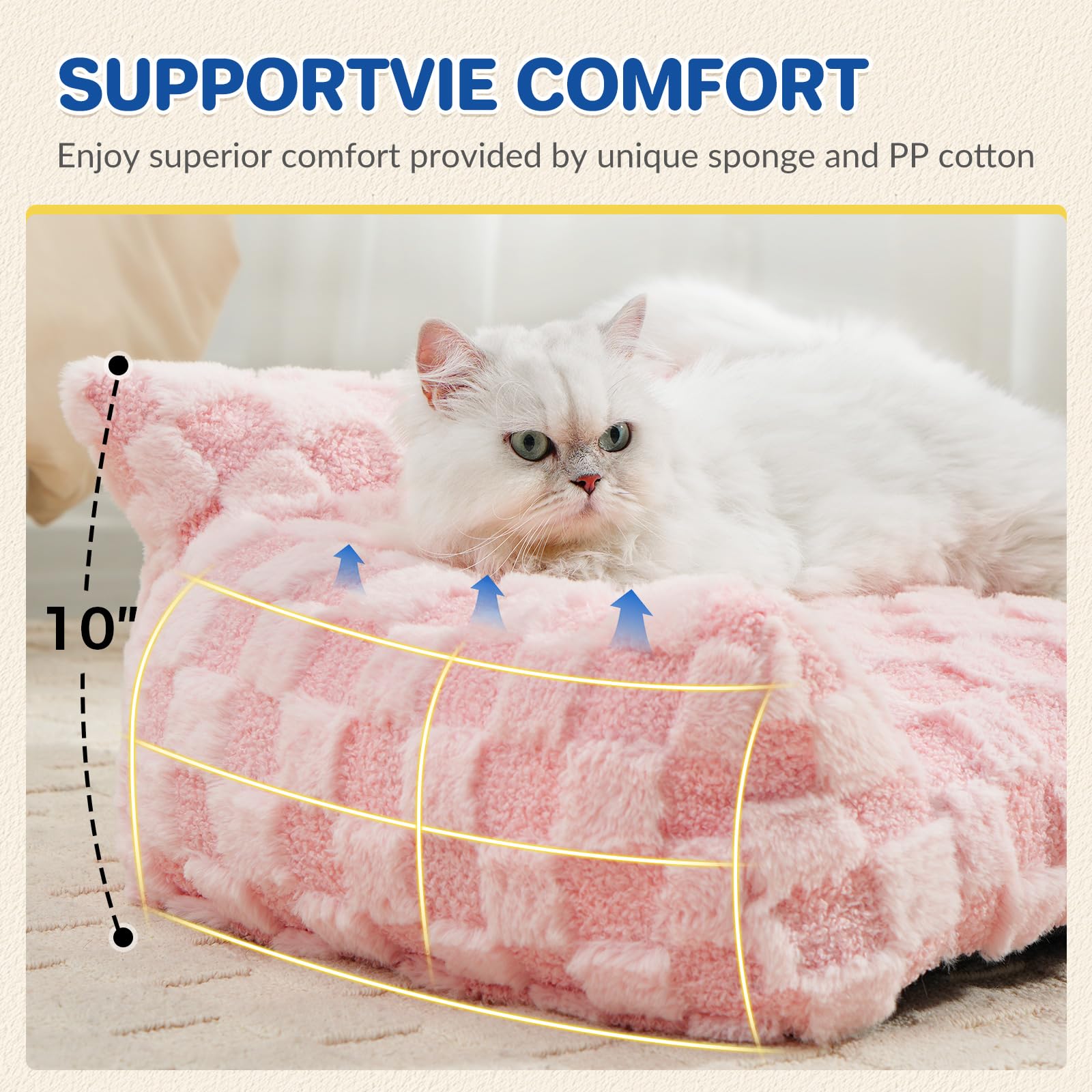 ABCPET Cat Bed Cat Couch for Puppy and Kitten, Fluffy Pet Sofas Medium Dog Sofa Bed, Supportive Cats Sofa for Indoor Cats, Washa