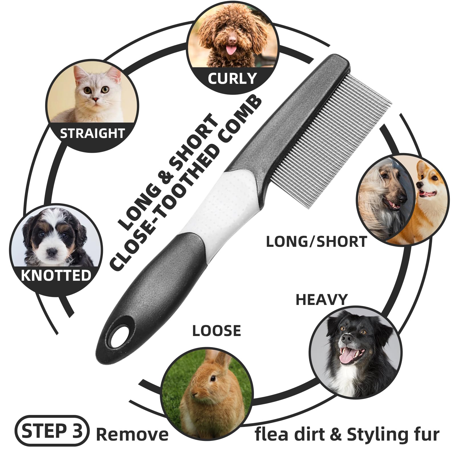 Kueiox Dog Brush For Shedding, 7 Pcs Dog Grooming Brush Kit, Undercoat Rake, Slicker Brush, Deshedding Comb, Bath Brush, Nail Cl
