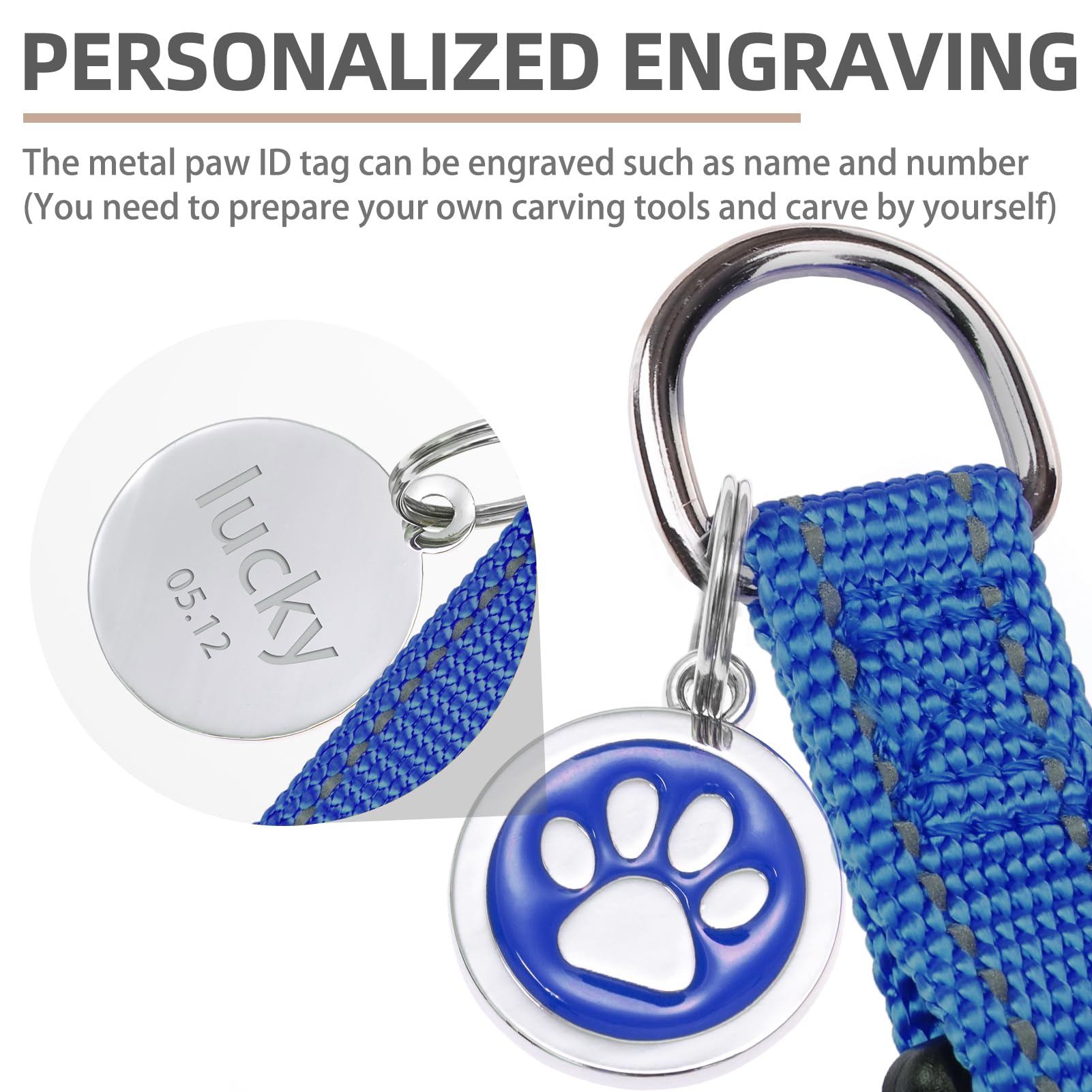 Pupteck No Pull Dog Harness Soft Adjustable Basic Nylon Step In Puppy Vest Outdoor Walking With Id Tag, Reflecive Navy Blue, S