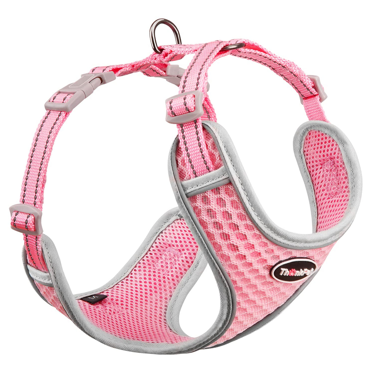 Thinkpet Reflective Breathable Soft Air Mesh No Pull Puppy Choke Free Over Head Vest Harness For Puppy Small Medium Dogs And Cats Pink Small