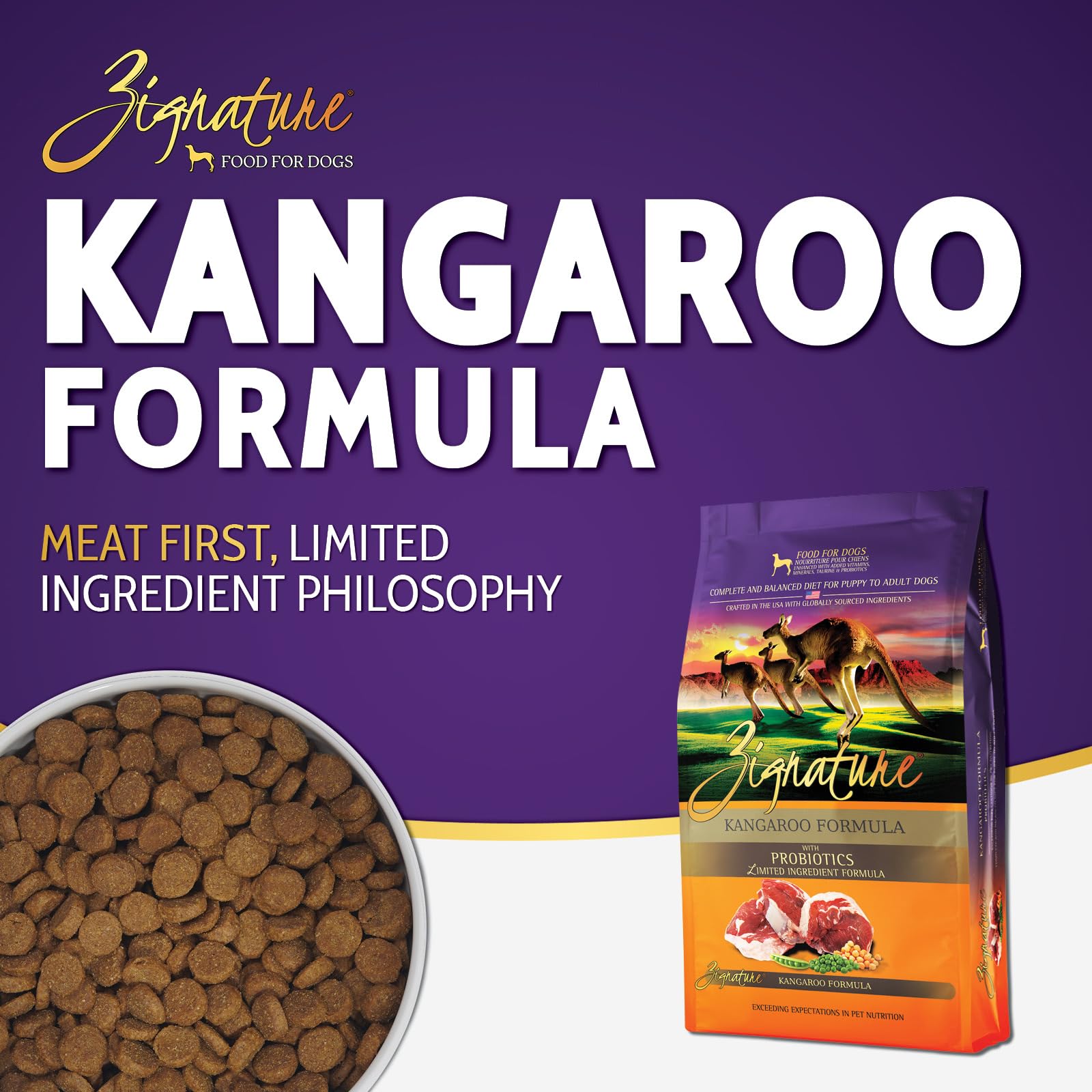 Zignature, Kangaroo Limited Ingredient Formula Grain-Free Dry Dog Food, 25-lb