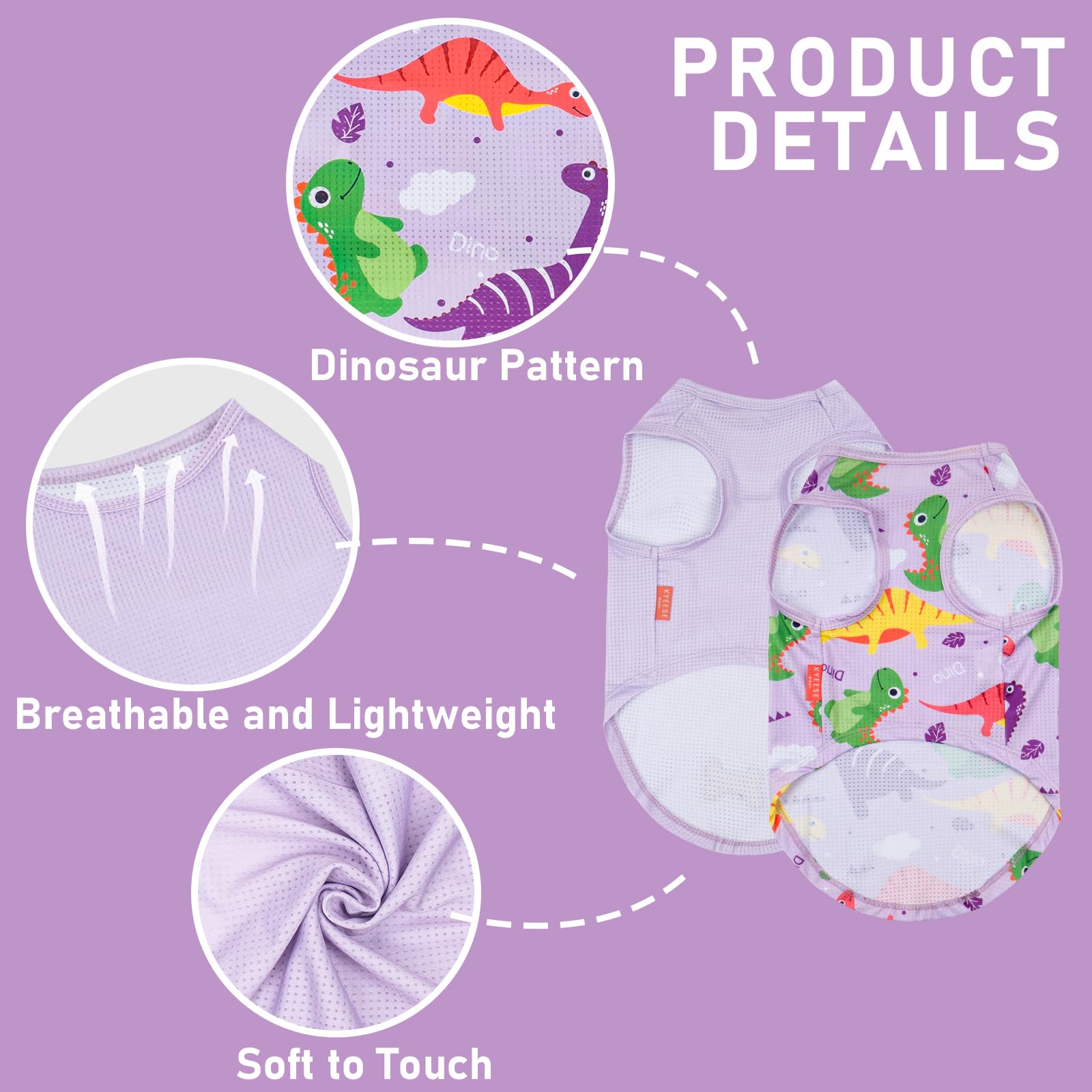 Kyeese 2 Pack Dogs Shirt For Small Dogs Quick Dry Lightweight Dog T-Shirts With Reflective Label Tank Top Sleeveless Vest Dog Cl