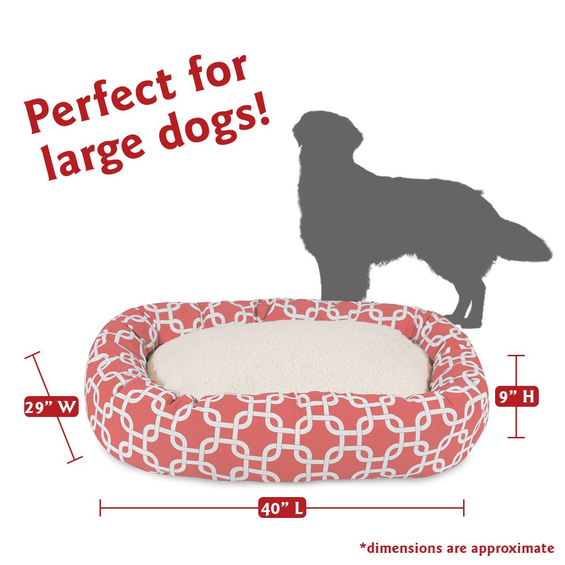 40 Inch Coral Links Sherpa Bagel Dog Bed