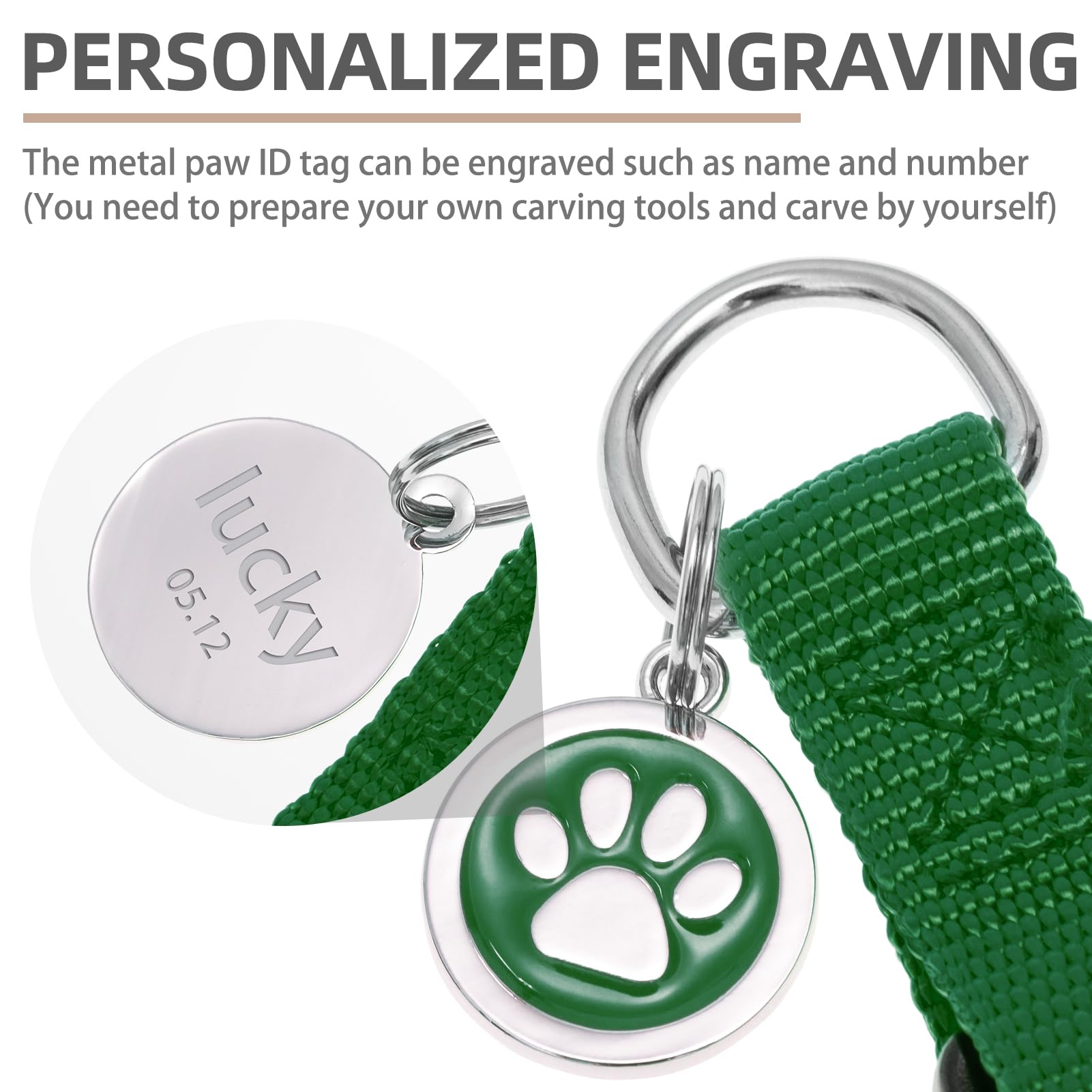 Pupteck No Pull Dog Harness Soft Adjustable Basic Nylon Step In Puppy Vest Outdoor Walking With Id Tag, Blackish Green, L