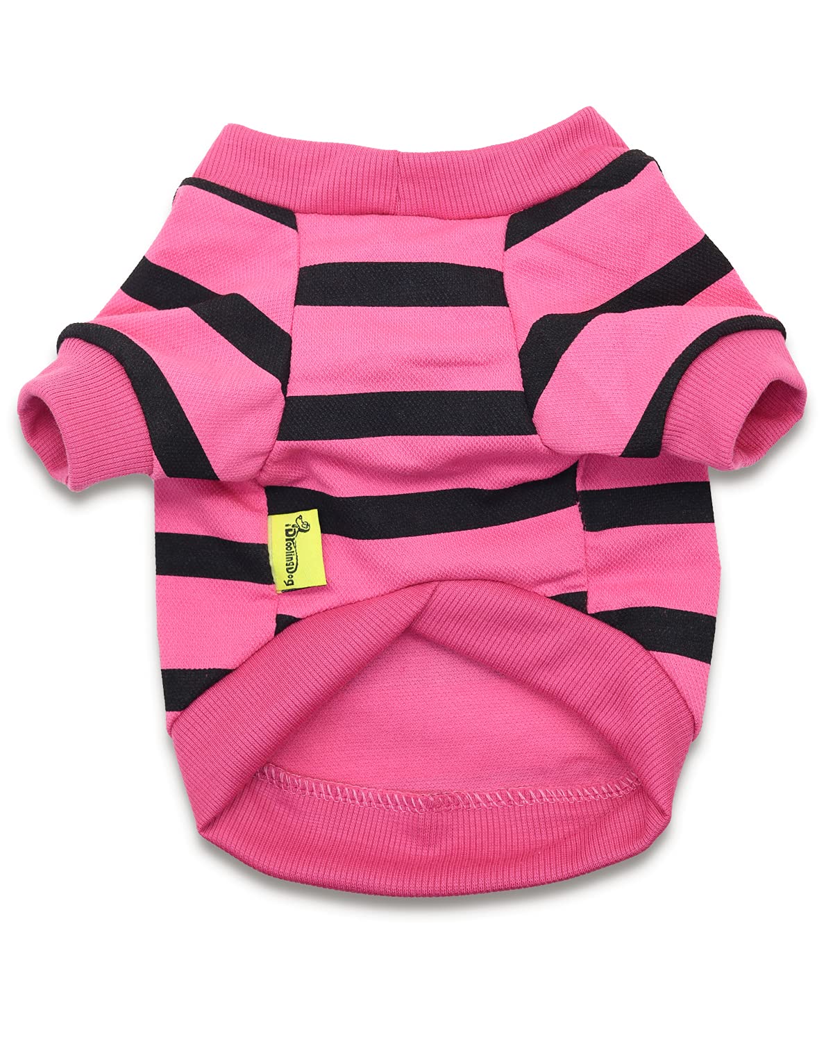 Pet Dog Jumpers Boston Terriers Clothes Small Dog T-Shirt Puppy Sweaters Striped T Shirt, Small, Rose