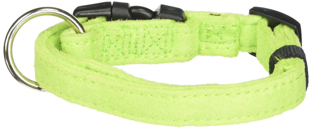 Dogline 5/8 X 11 To 17'' Comfort Microfiber Soft Padded Pet Puppy Dog Collar, Small/Medium, Green