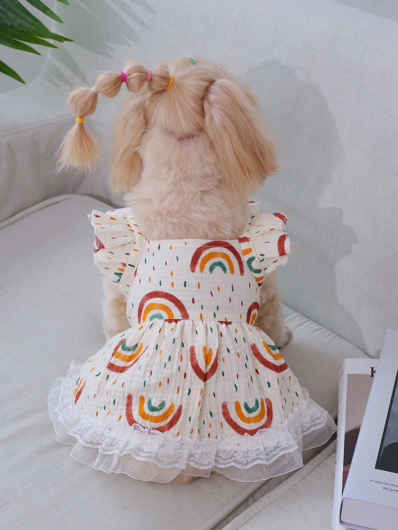 Qwinee 2Pc Cute Dog Dress Ruffle Trim Princess Dress Cat Vest Dress Lace Trim Summer Dress Pet Clothes For Small Medium Cats Dog