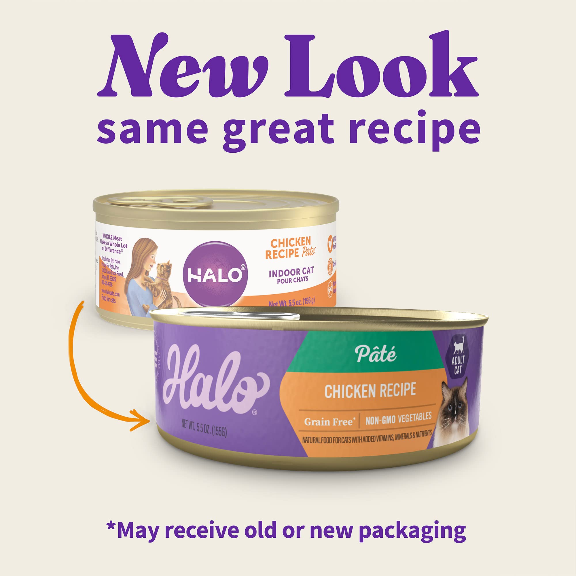 Halo Wet Cat Food Whole Chicken Recipe, Grain Free Pate, 5.5 Oz Can (Pack of 12)