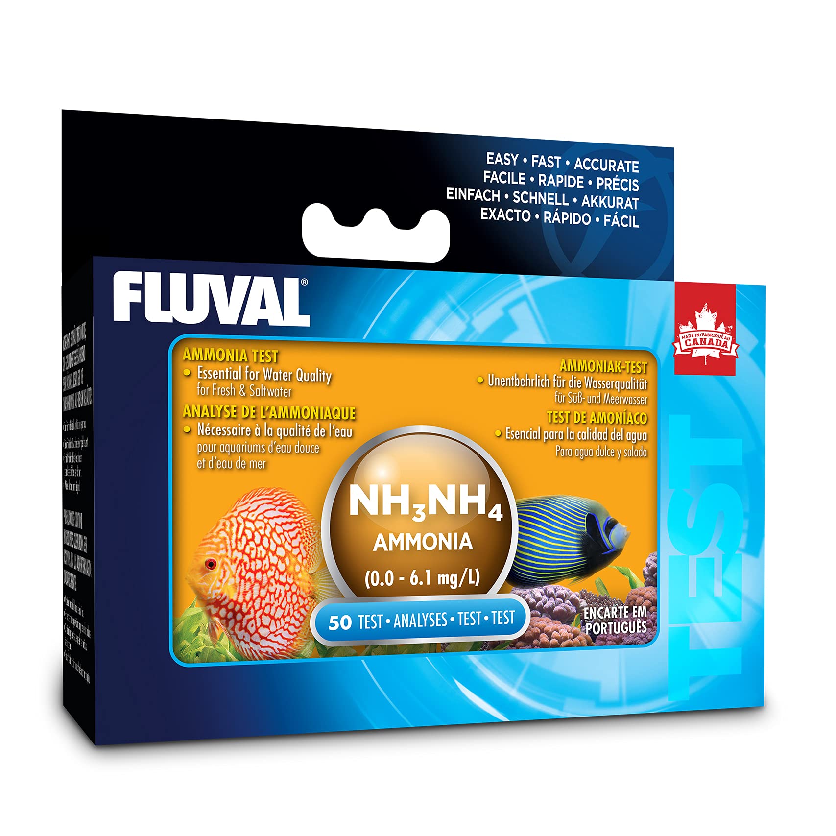 Fluval Ammonia Test Kit for Aquarium Water, Freshwater & Saltwater Fish Tank Test