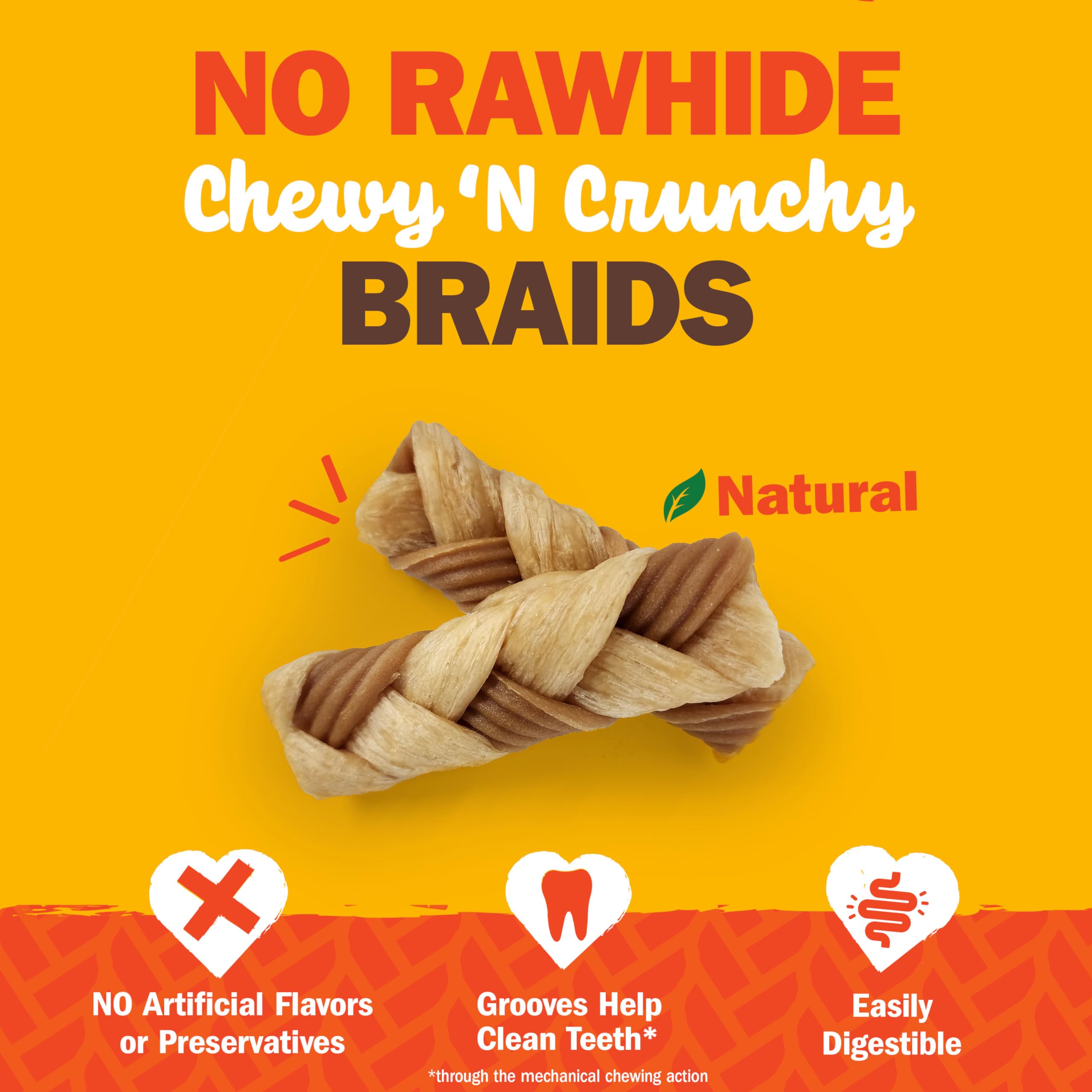 Cadet Chewalicious Chewy N Crunchy Braid Dog Treats, Limited Ingredient, Rawhide-Free, Long-Lasting Chews for Dogs Made with Re