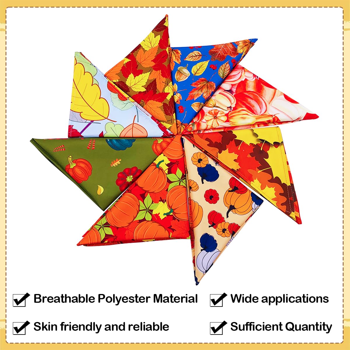JpGdn 50PCS Large Dog Bandanas Fall Large XL Big Dog Breed Bulk Pumpin Harvest Leaves Forest Autumn Pattern Kerchief Triangle Bi