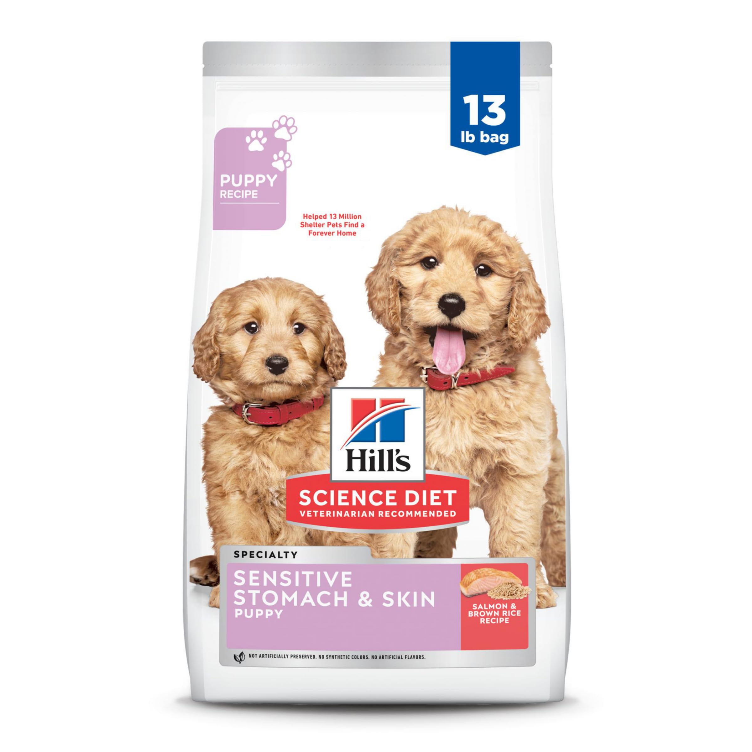 Hills Science Diet Sensitive Stomach & Skin, Puppy, Stomach & Skin Sensitivity Support, Dry Dog Food, Salmon & Brown Rice, 13 l