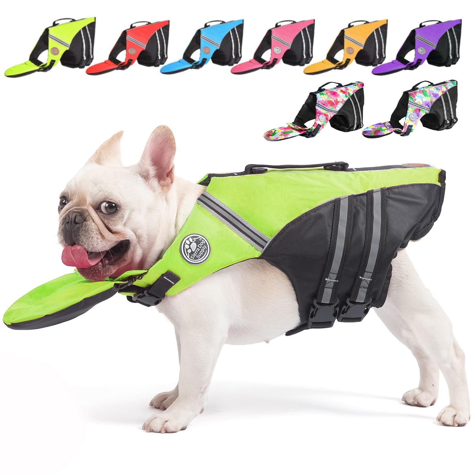 Dog Life Jacket, French Bulldog Life Vest For Swimming Boating, Dog Swim Vest With Chin Float And Rescue Handle, High Flotation 