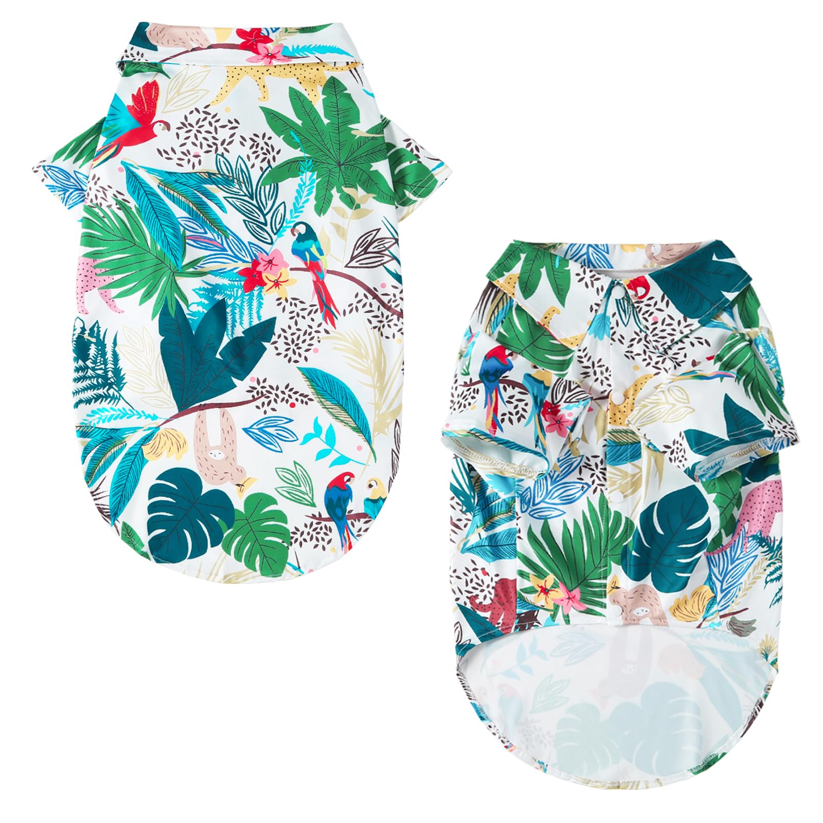 Hawaii Shirt For Dogs - Colorful Leaf Prints Polo T-Shirt, Breathable Cool Beach Style Summer Clothes For Boys And Girls (Large,