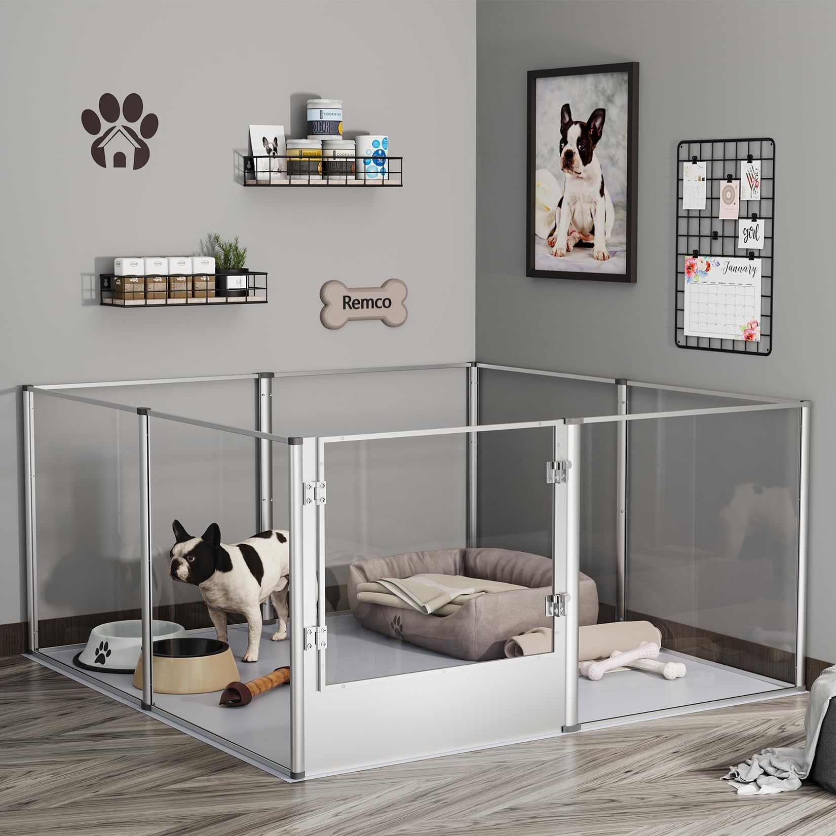 Dog Clear Playpen Fence Kennel: Pet Indoor Heavy Duty Whelping Box Pen Cage With Waterproof Whelping Pad - Small Animal Acrylic 
