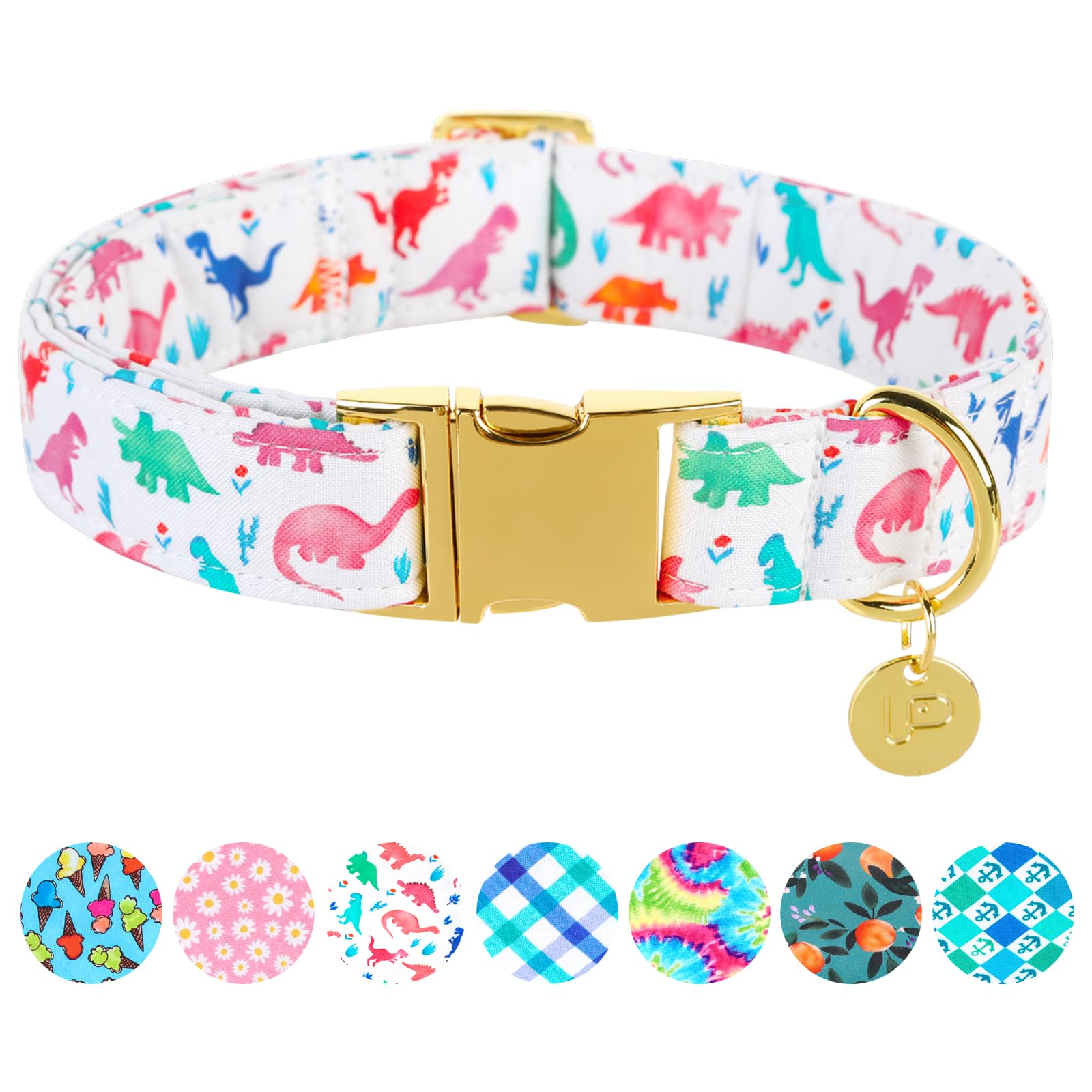 Up Urara Pup Dinosaur Summer Cotton Dog Collar With Metal Buckle Gift Collar For Small Medium Large Girls Or Boys Dogs Cute Dura