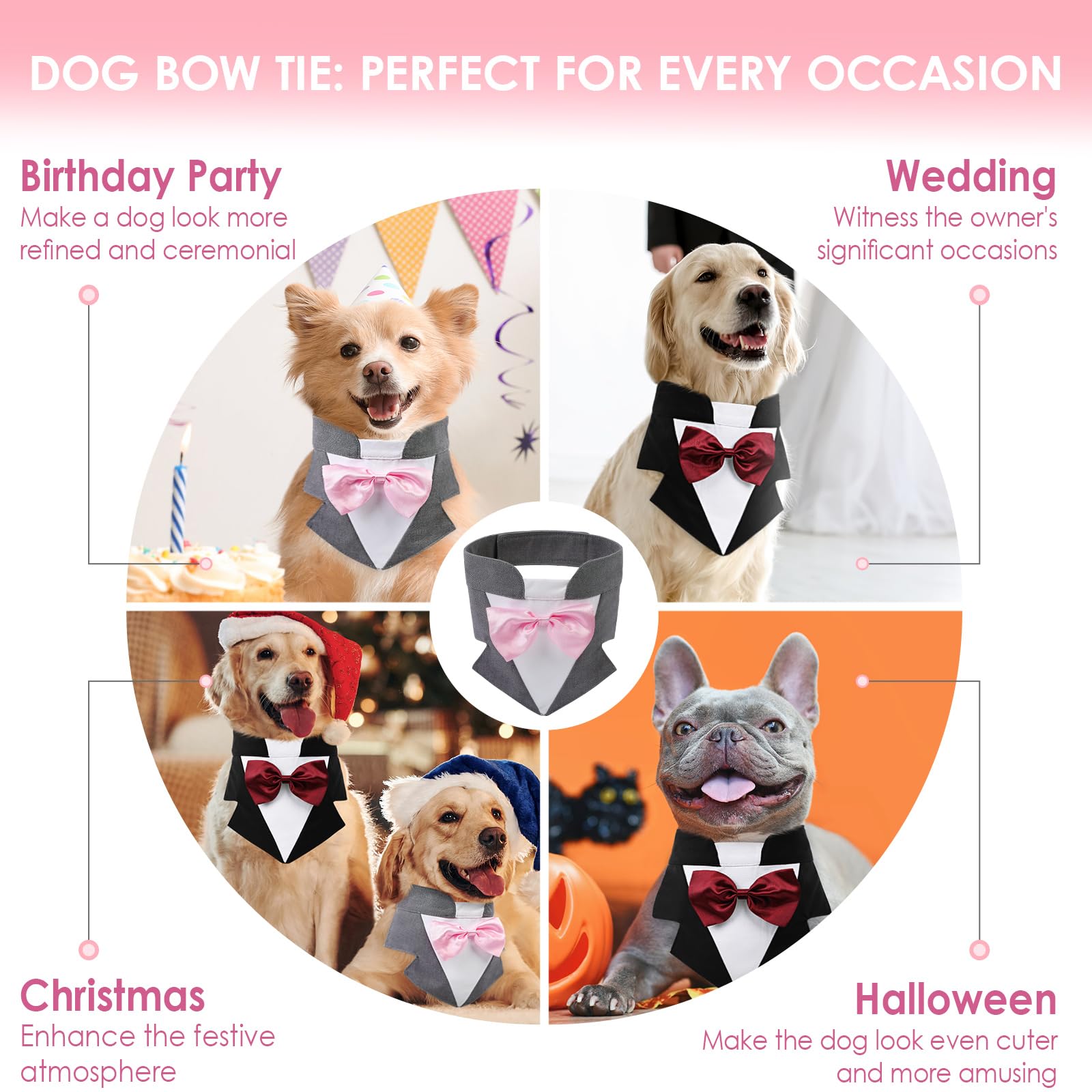 Aofitee Formal Dog Tuxedo, Extra Large Dog Wedding Bandana Collar With Bow Tie, Adjustable Birthday Costume Valentines Outfits,