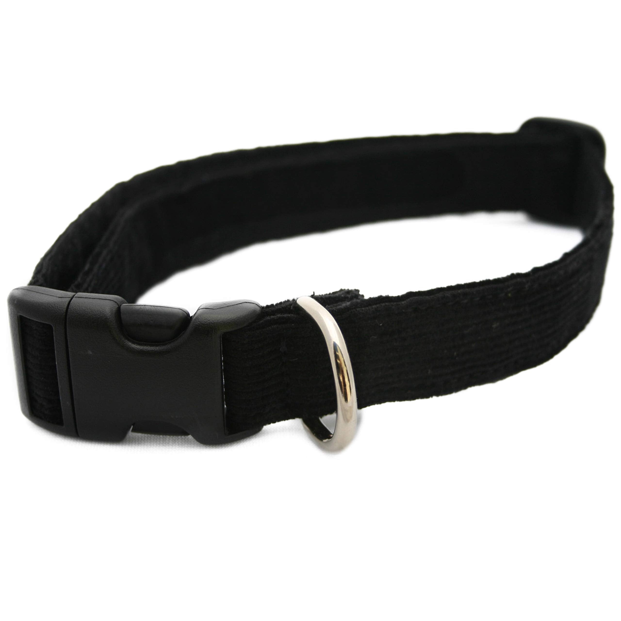 Hemp Corduroy Dog Collar - No Pattern (1/2' Extra Small, Black)