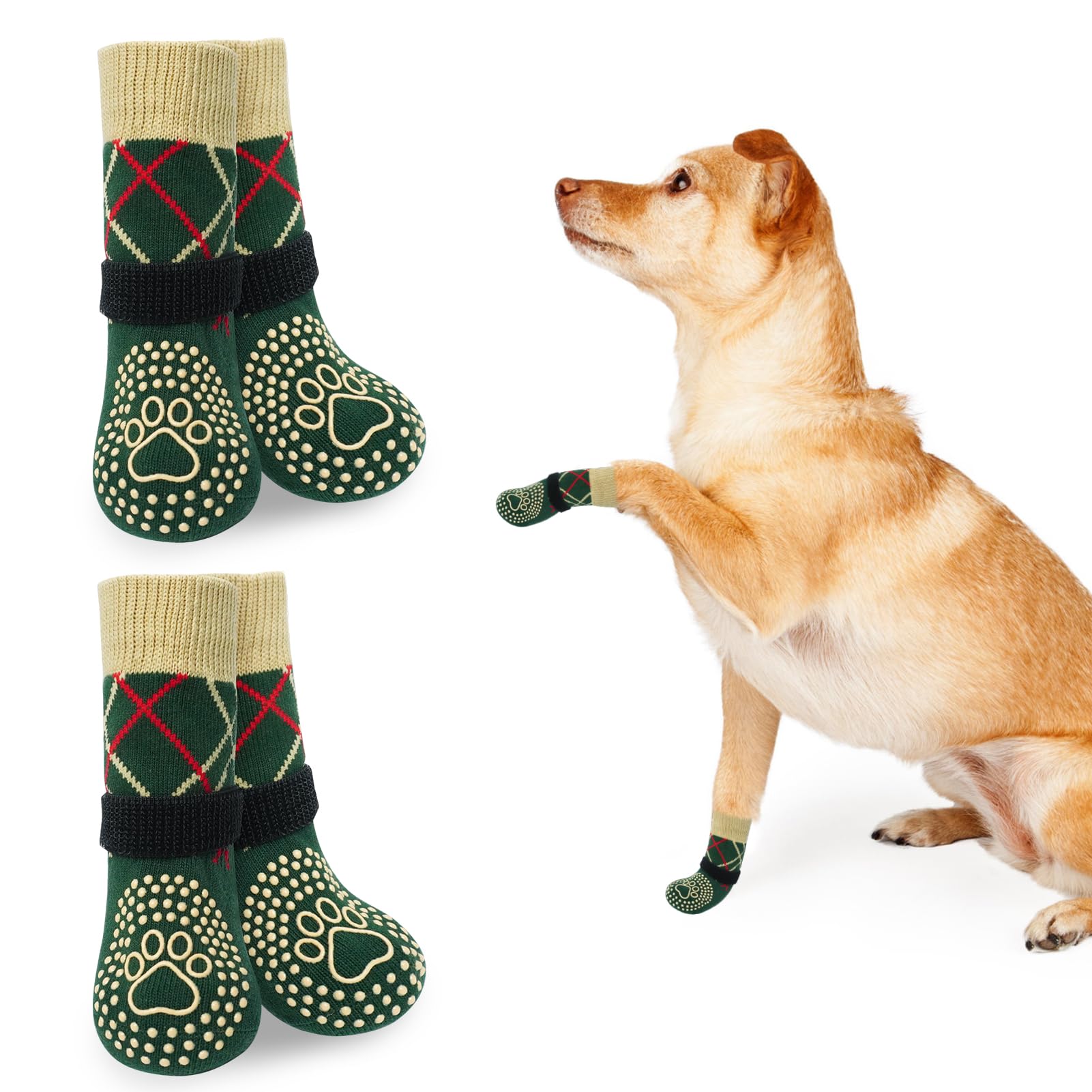 BEAUTYZOO Dog Socks - Anti Lick, Anti Slip, Paw Protector - Size SM