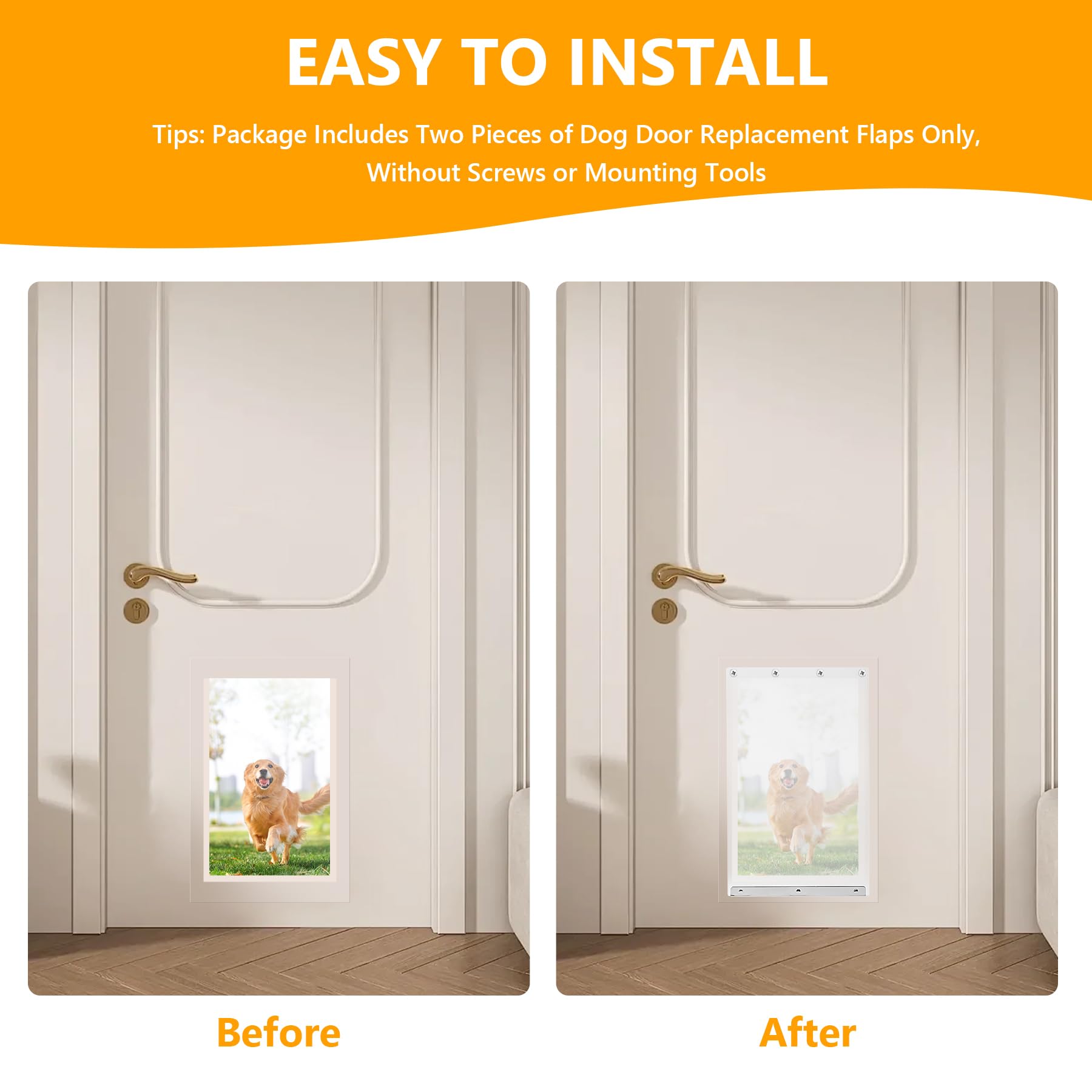 2 Pack Dog Door Replacement Flaps Compatible With Extra Large Dog Door, 17.95'' X 9.92'' Flexible Doggy Door Replacement Flap Wi