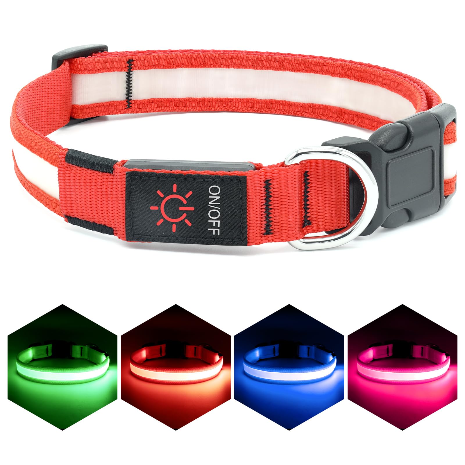 Vizpet Led Dog Collar, Light Up Dog Collar Adjustable Usb Rechargeable Super Bright Safety Light Glowing Collars For Dogs(X-Larg