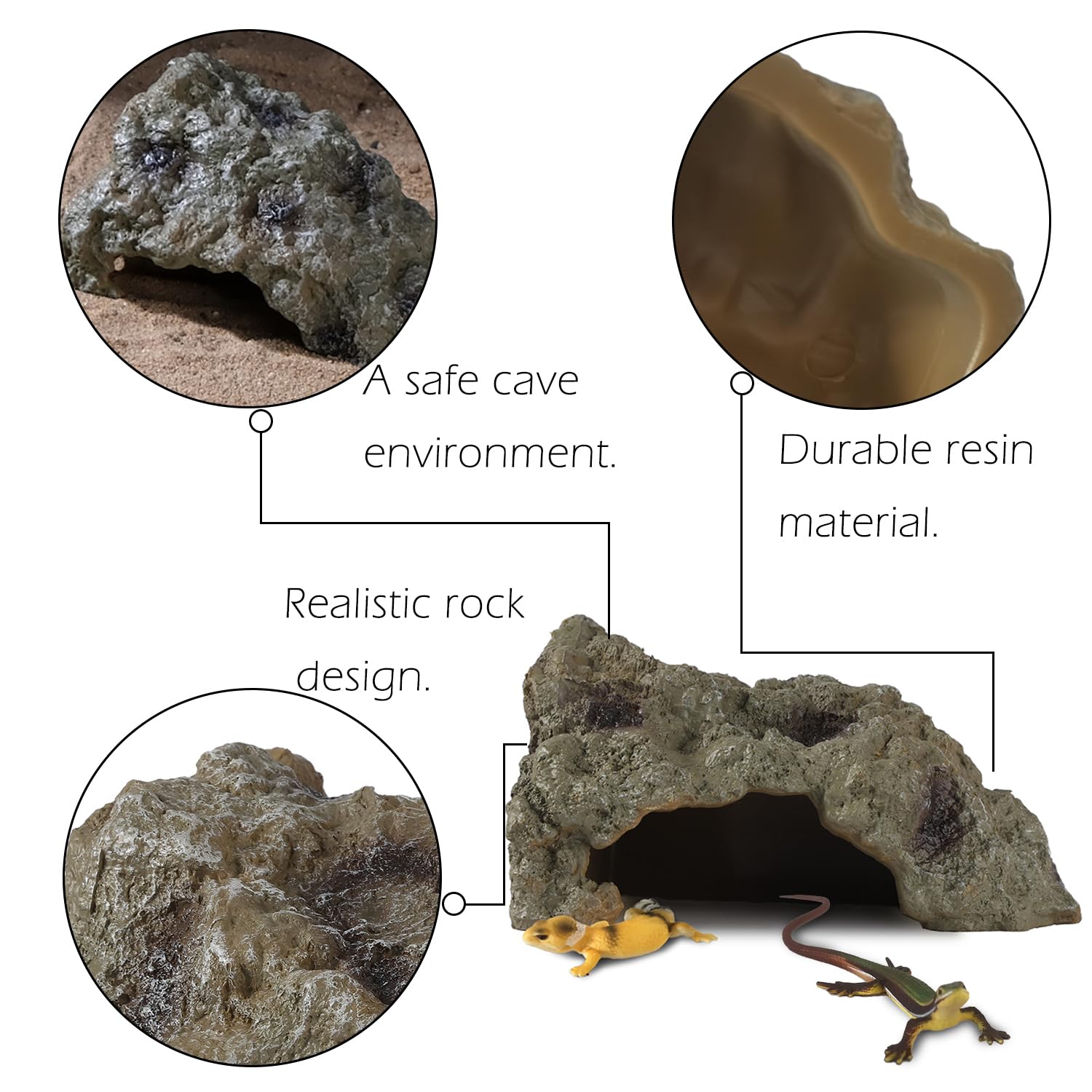 Ibwell Resin Leopard Gecko Hide, True To Nature Reptile Rock For Bearded Dragon Hideout Snake Hides For Ball Pythons, Tortoise H