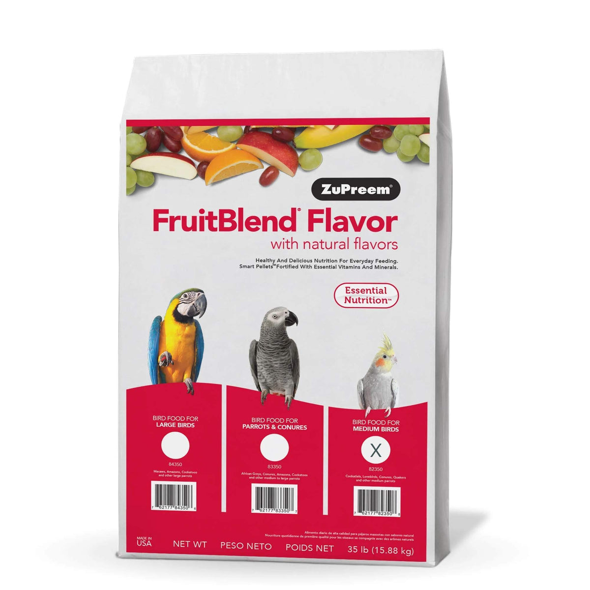 Zupreem Fruitblend Flavor Pellets Bird Food For Medium Birds, 35 Lb Bag - Powerful Pellets Made In Usa, Naturally Flavored For Cockatiels, Quakers, Lovebirds, Small Conures