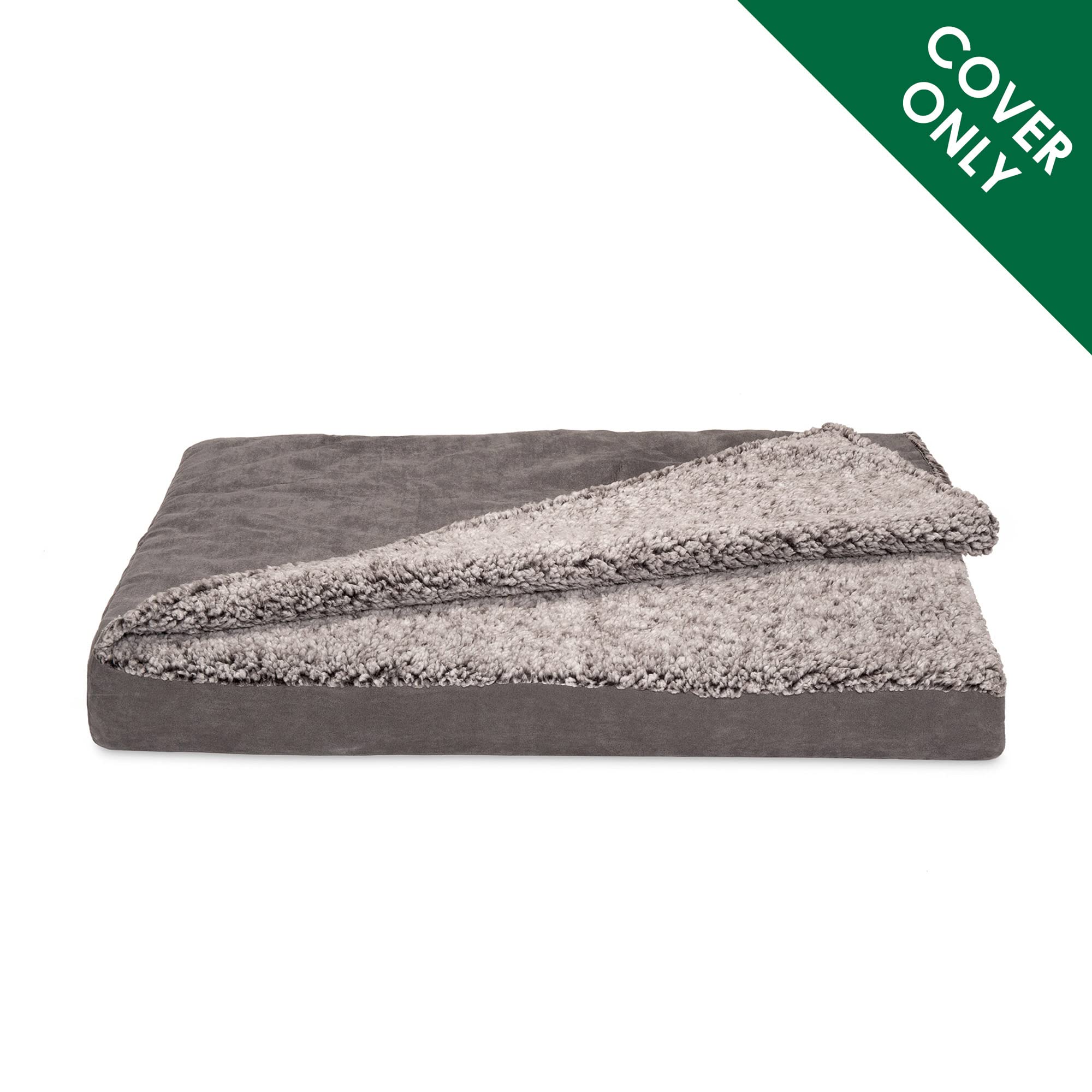 Furhaven Replacement Dog Bed Cover Berber & Suede Blanket Top Mattress, Machine Washable - Gray, Medium