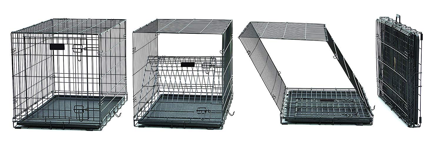 Medium Dog Crate | Midwest Life Stages 30' Folding Metal Divider Panel, Floor Protecting Feet, Plastic Tray 30L X 19W 21H Inches, Breed