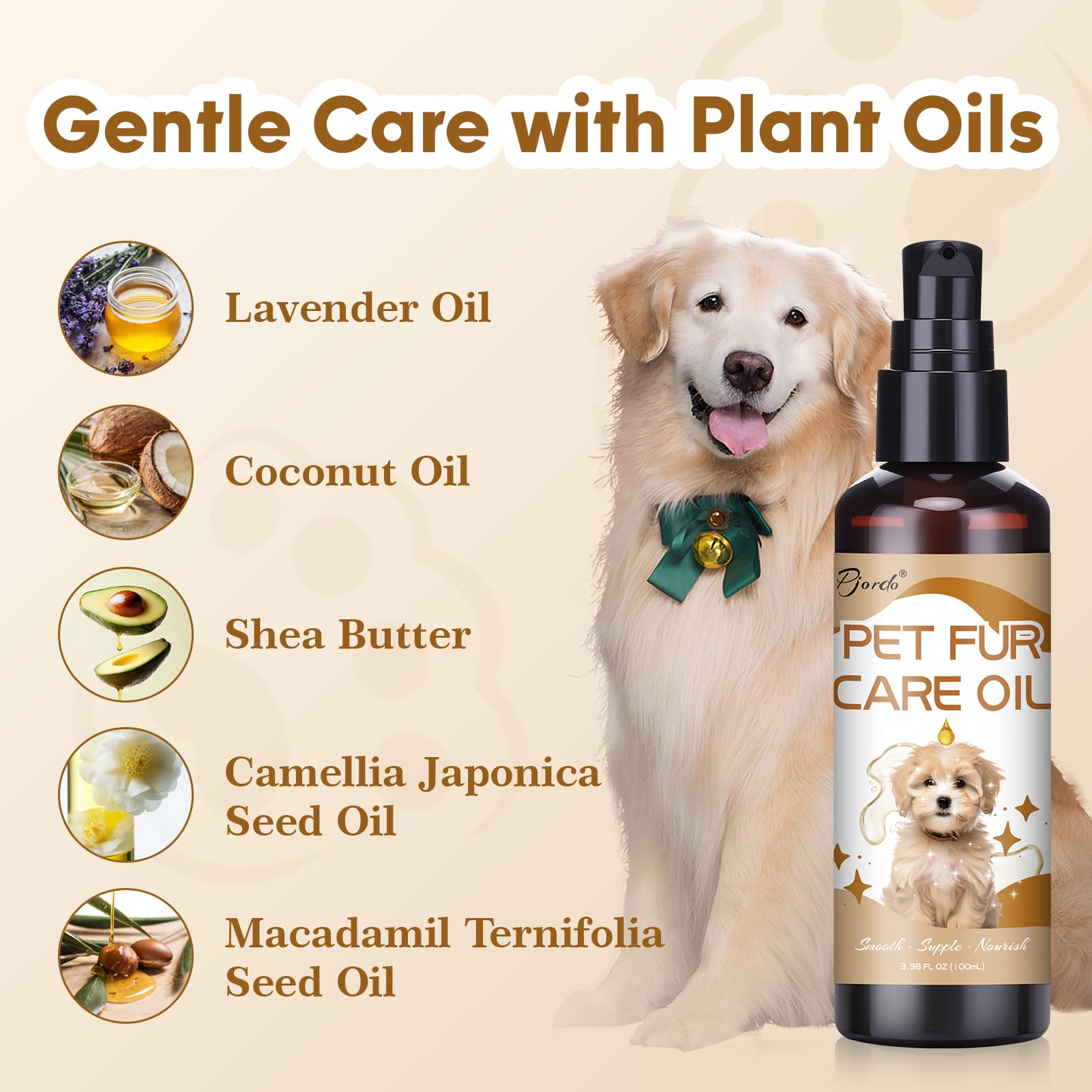 Pjordo Waterless Dog Shampoo No Rinse Foam, Dog Dry Shampoo, With Pet Fur Care Oil, Pet Sensitive Glove & Stainless Steel Pets G