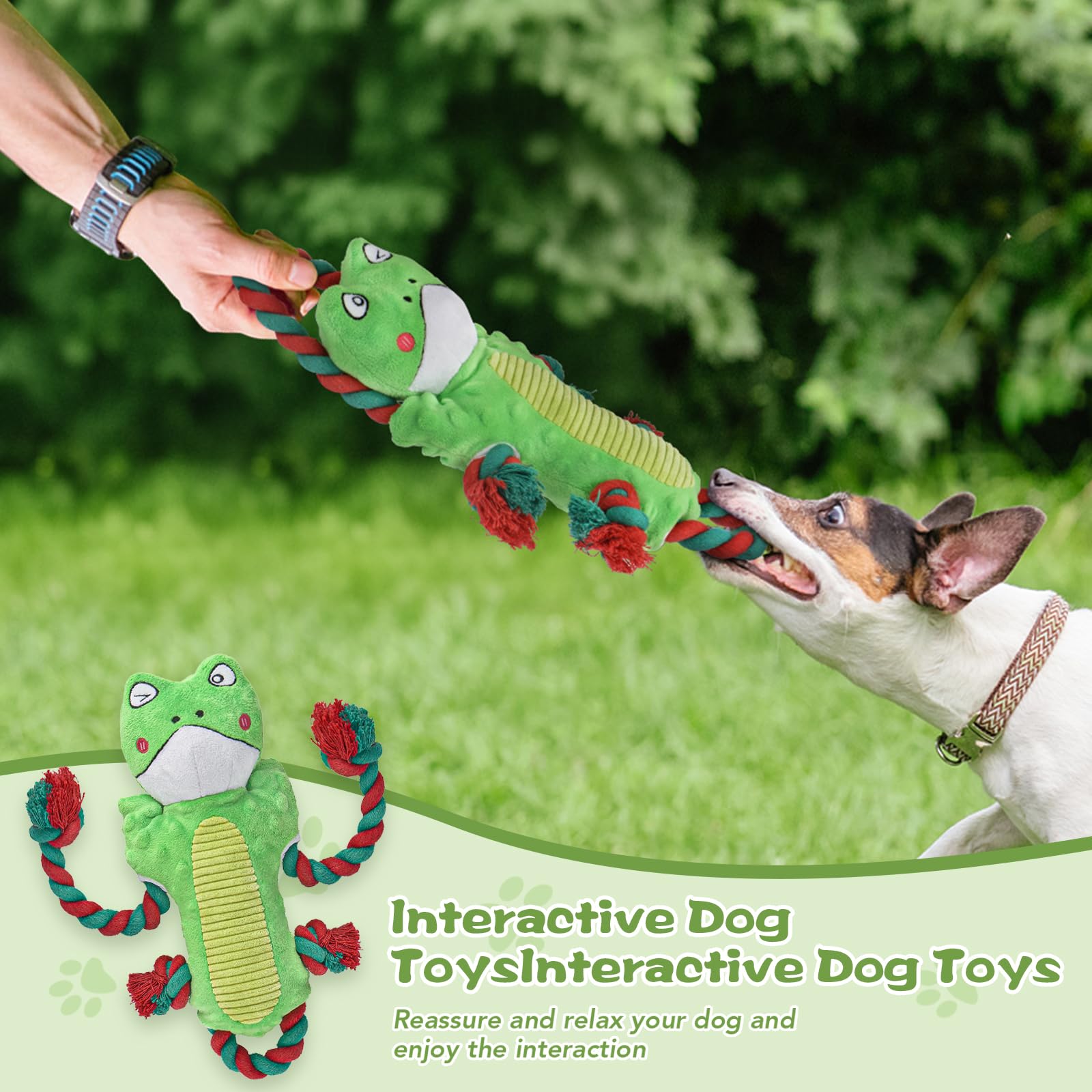 Pawspurr Squeaky Dog Toys, Dog Rope Toys Indestructible Natural Cotton Interactive Dog Toys, Tug Of War Tough Chew Toys For All