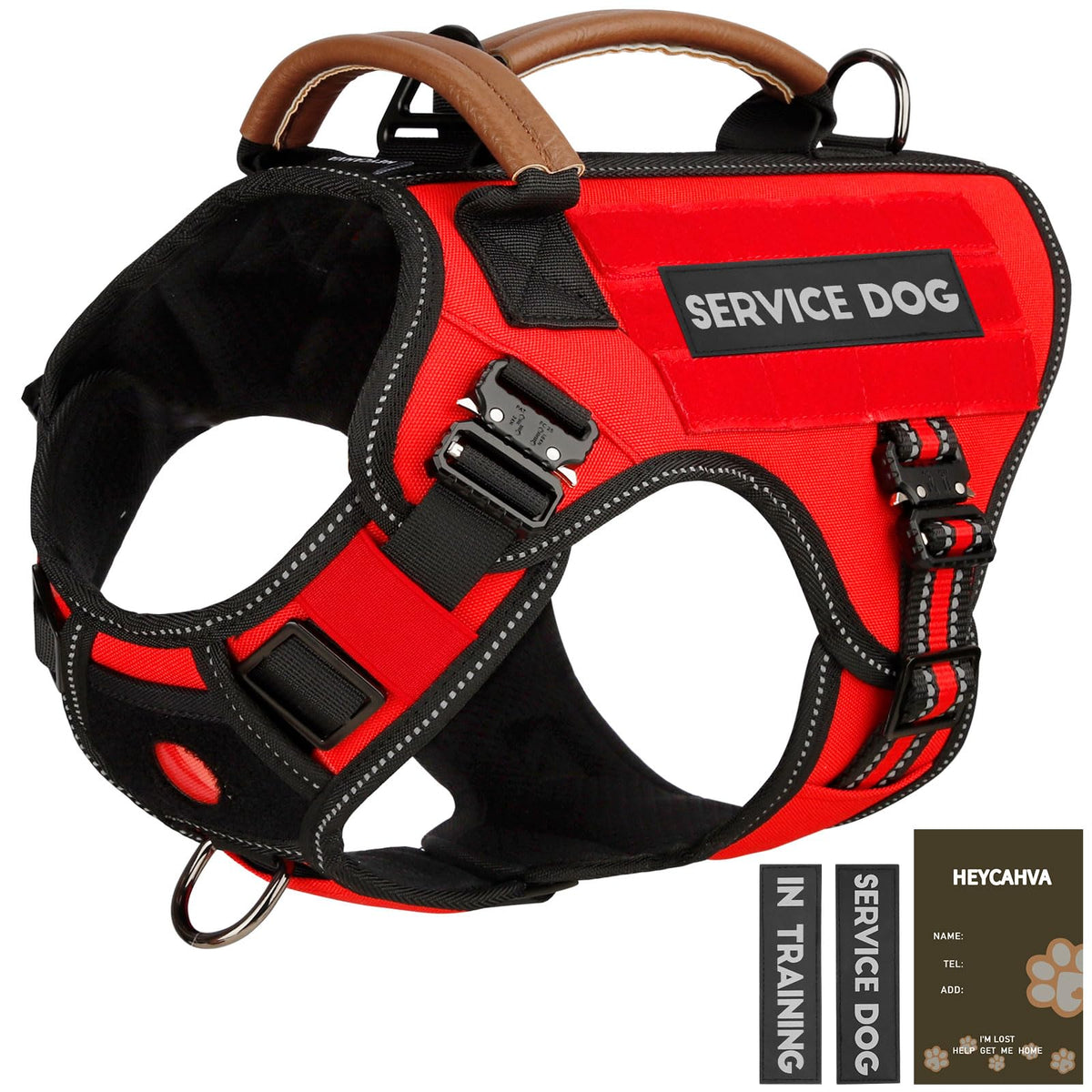 Service Dog Vest - HEYCAHVA Tactical Dog Harness Full Metal Buckles for Large Medium Dog Reflective No Pull Dogs Harnesses Vest 