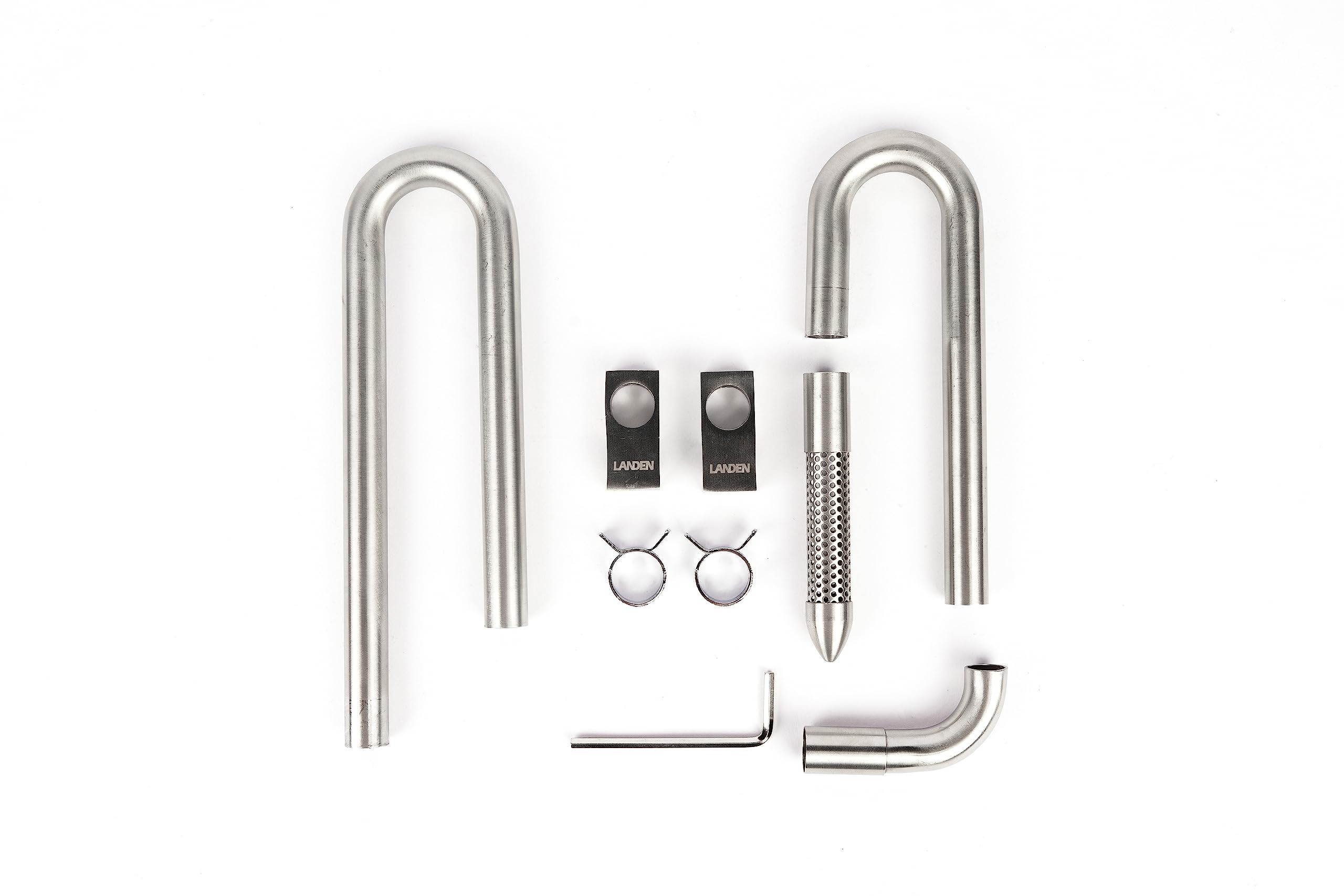 Landen 304 Stainless Steel Lily Pipes With Clamps For Rimless Glass Aquarium, Inflow And Outflow Set (Pipe Diameter 12Mm)