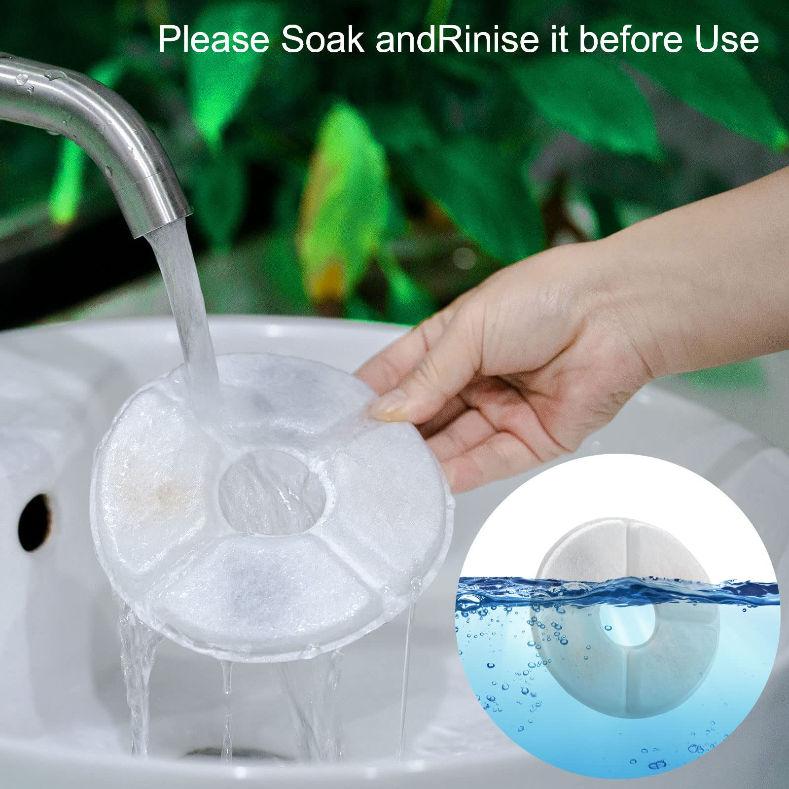 Vekonn Cat Water Fountain Filters, 6-Pack Round Carbon Filters for Stainless Steel Top Cat Fountain