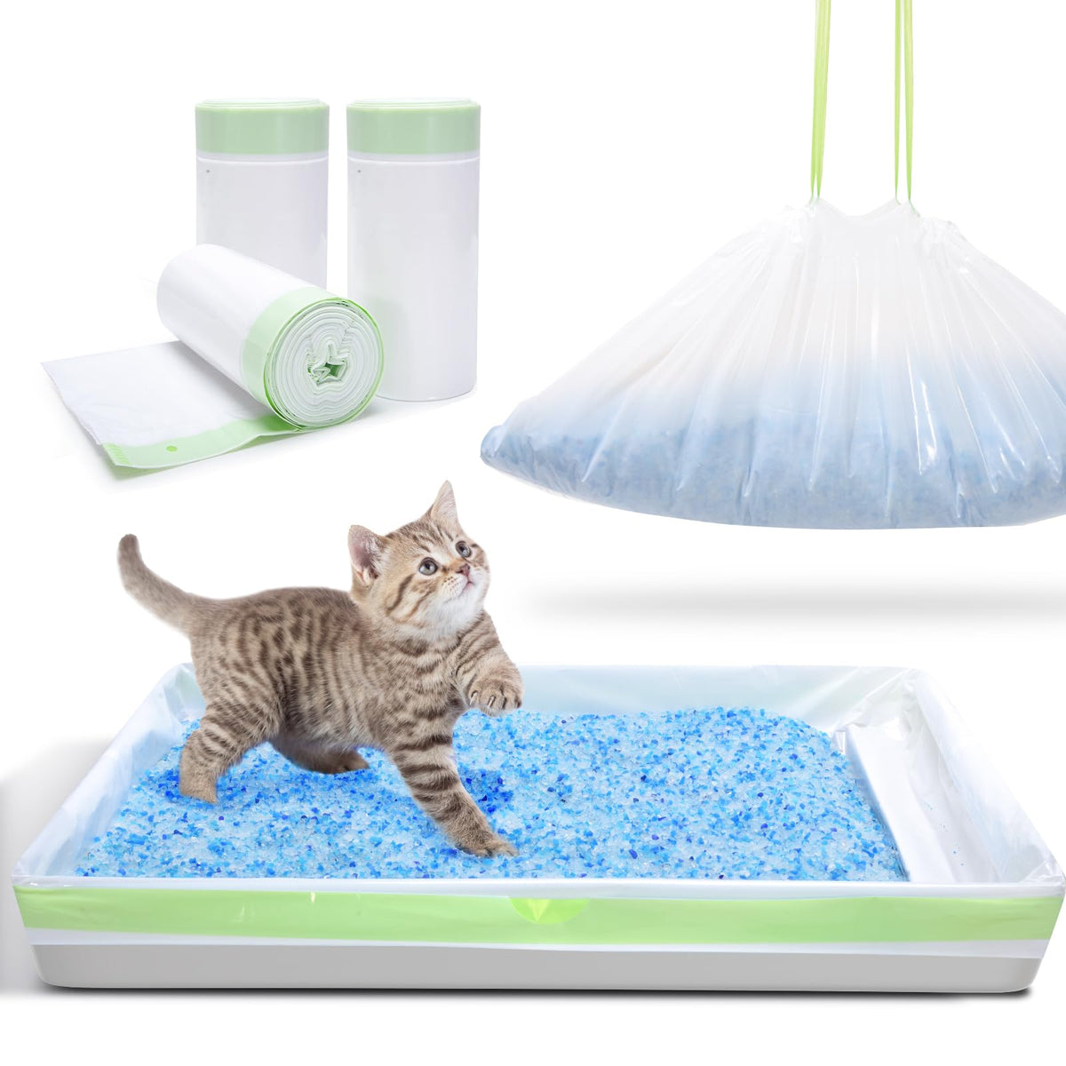 54 Count Cat Litter Liners For Pet Scoop Free Litter Tray, Open/Hooded Litter Pan, Pull-Out Litter Box Sliding Drawer, Drawstrin