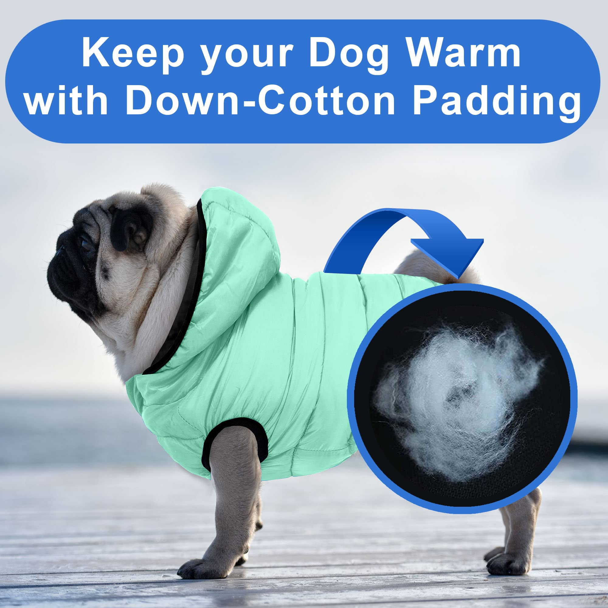 Pawtitas Reversible Dog Puffer Jacket | Water Resistant | Dog Coat For Winter To Keep Your Puppy Warm For Cold Weather Jacket |T