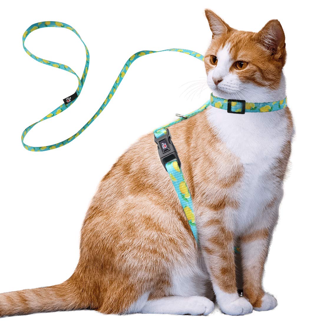 Azuza Cat Harness And Leash Set For Safe Walking And Travel, Escape Proof Cat Harness, Lightweight Soft And Comfortable, Adjustable Kitten Harness For Small Medium Large Cats, Lemon