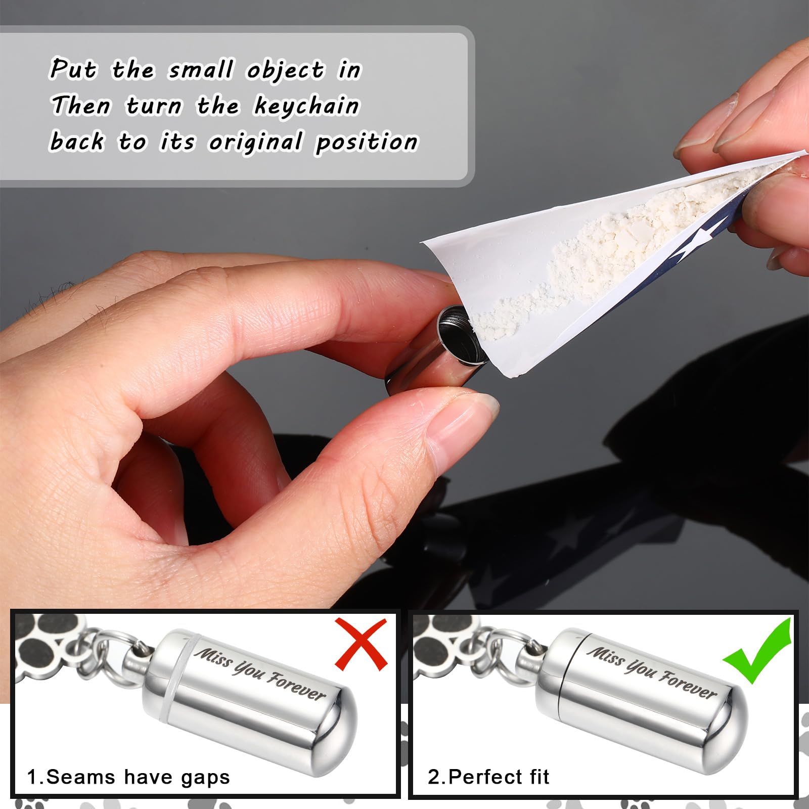 Kigeli 4 Pcs Pet Ashes Keepsake Keychain For Dog Pet Ashes Urn With 4 Pcs Filling Tools Memorial Cylinder Cat Cremation Jewelry