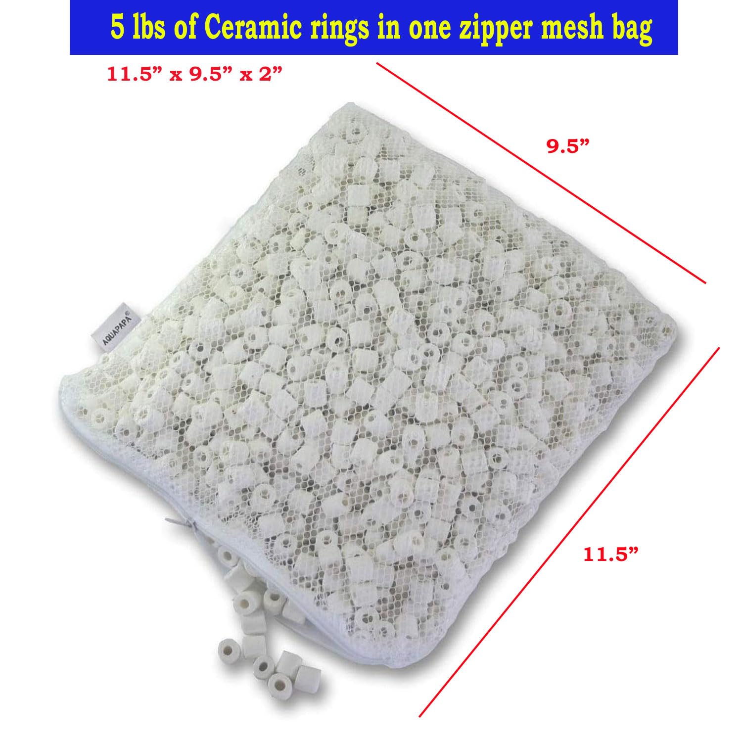 Aquacity Premier Bulk Bio Ceramic Rings Filter Media For Aquarium Koi Fish Pond Reef Filter (10 Lbs)