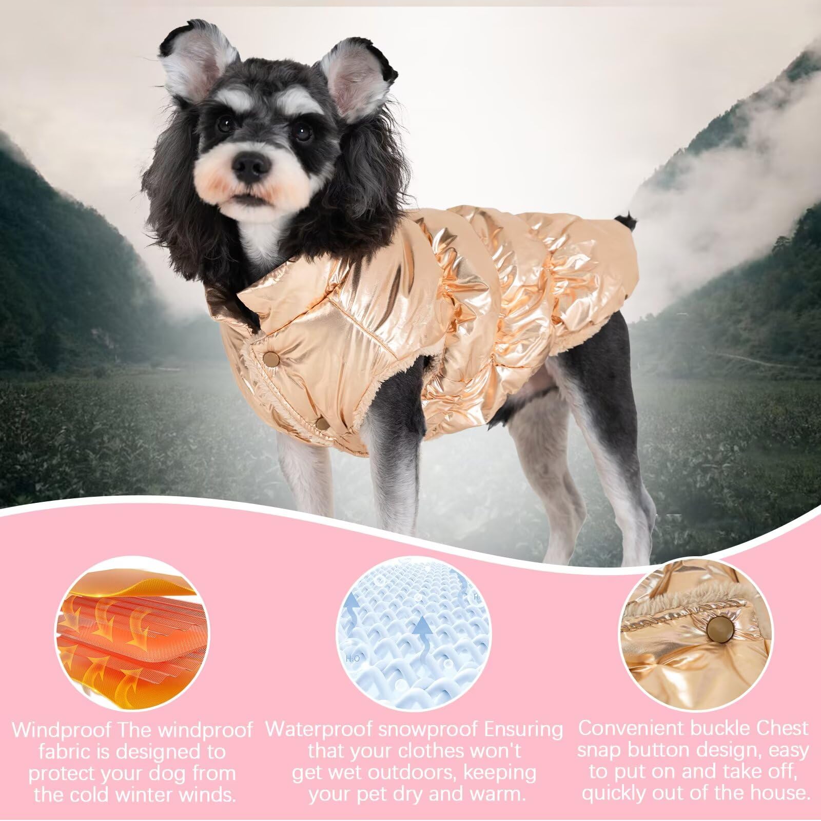 Puppy & Cat Winter Coat - Dog Jacket & Sweater - Waterproof & Windproof - Warm & Cold Weather Coats - Built-In Harness For Small