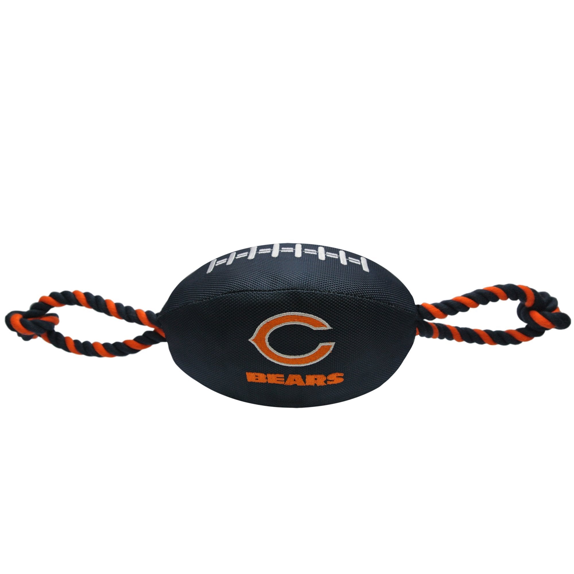 Pets First NFL Chicago Bears Football Dog Toy, Tough Quality Nylon Materials, Strong Pull Ropes, Inner Squeaker, NFL Team Color
