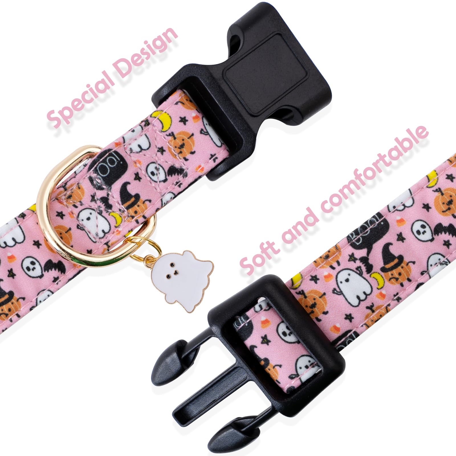 Faygarsle Halloween Fall Dog Collar for Small Medium Large Dogs Fashionable Cute Collar for Male Female Dogs Pink Cotton Dog Col